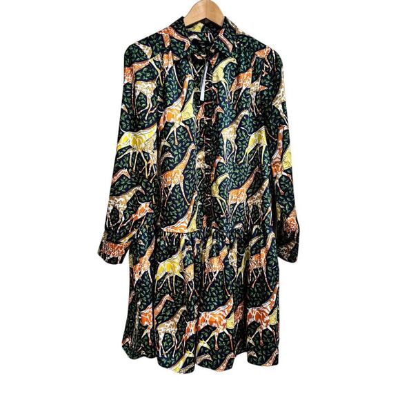 NWT J. Crew Giraffe Shirt Dress Size S Drop Waist Relaxed Fit Lined - Picture 3 of 15